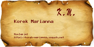 Korek Marianna névjegykártya